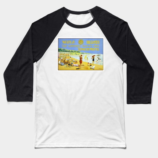 Vintage Travel Poster Varna Bulgaria Baseball T-Shirt by vintagetreasure